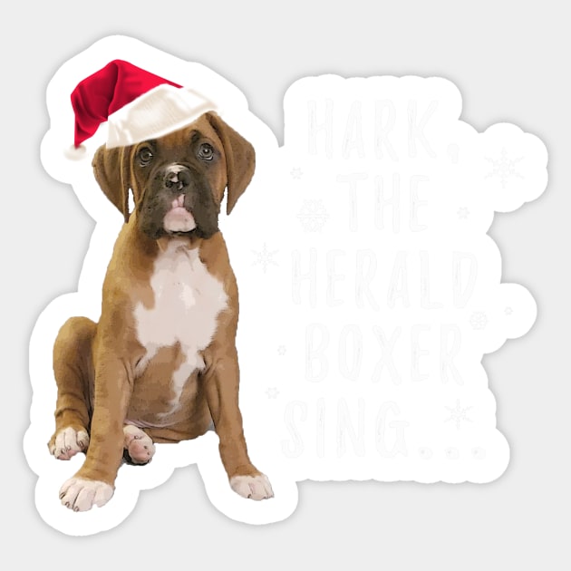 Hark the Herald Boxer Sing, Christmas Boxer Dog Sticker by 3QuartersToday